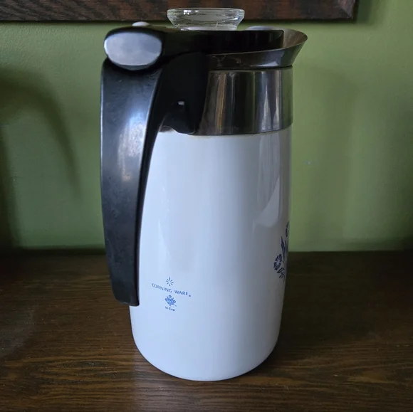 Vintage Corningware 10 Cup Blue Cornflower Percolater Coffee Pot Carafe - Picture 2 of 16
